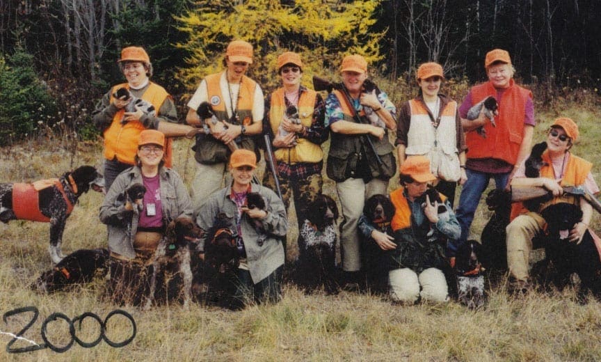 A group of women hunters with their bird dogs in Maine.