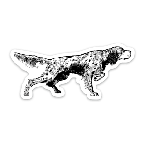 An english setter sticker on premium vinyl.