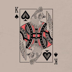 Close up of the Ruffed Grouse playing card t-shirt