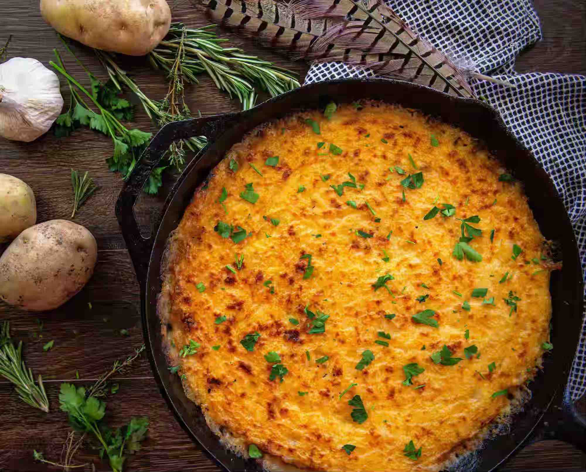 Shepherd's Pie, Upland-Style in a cast iron skillet