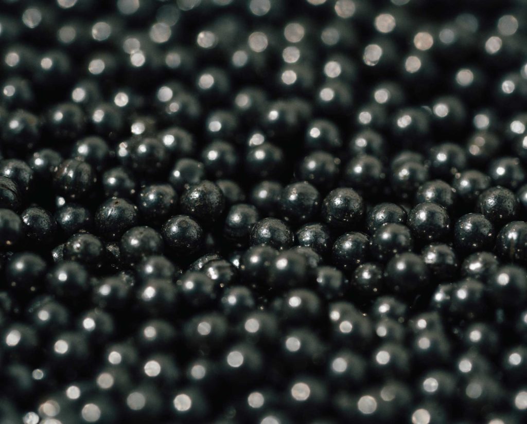 Close up of steel shot pellets
