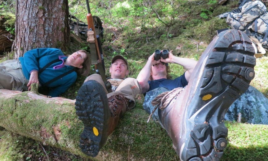 Steven Rinella of Meat Eater durning a Sooty Grouse hunt.