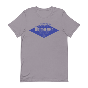 A t-shirt with a Weimaraner dog design on it.