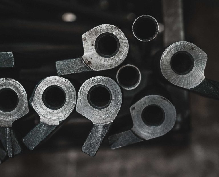 a set of raw demi-bloc barrels at the AYA shotgun factory.