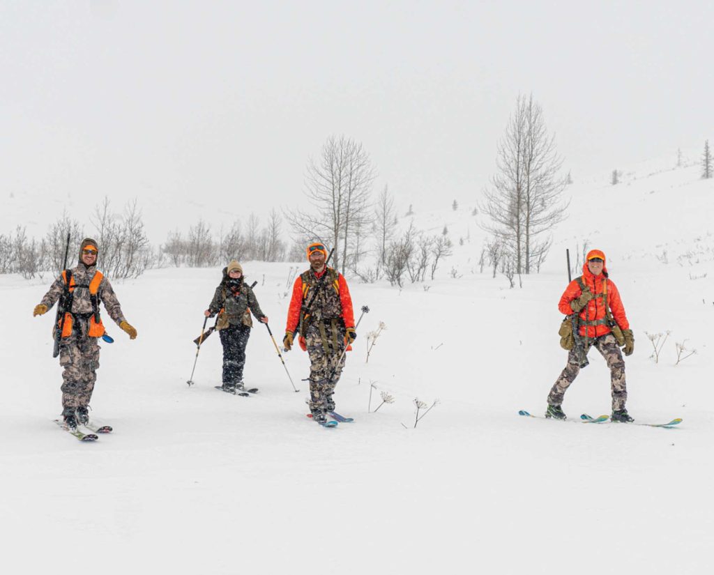 Bird hunters on skis