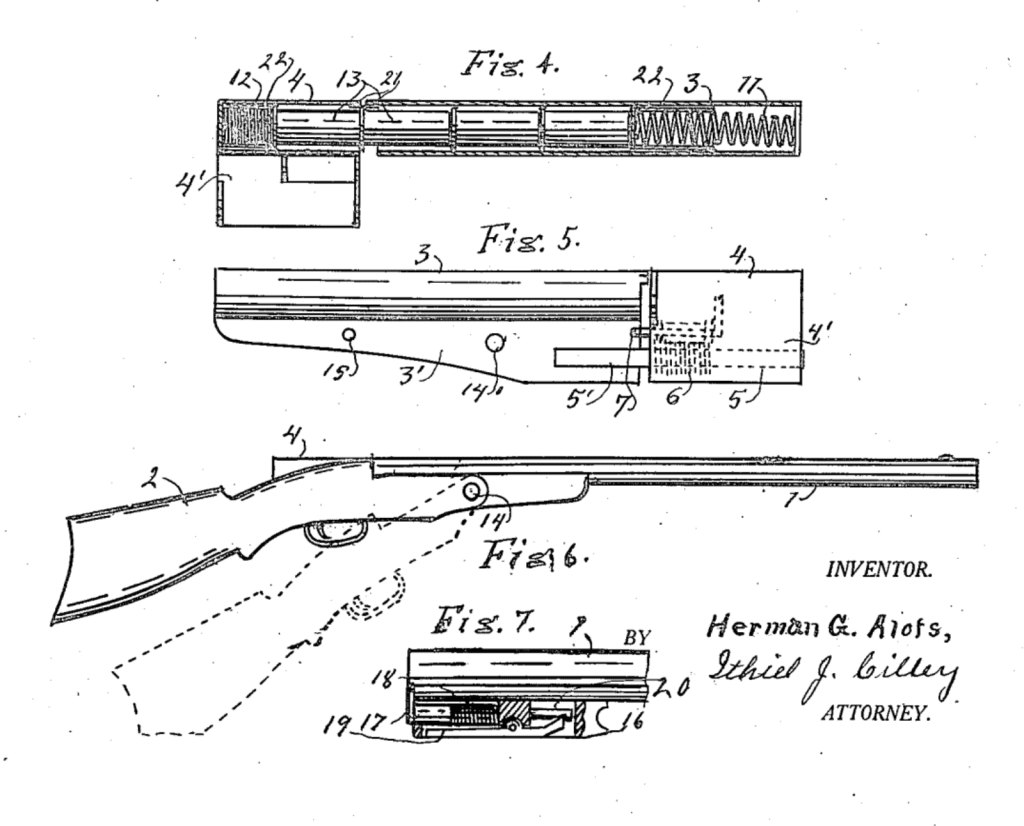 Illustrations of Alofs' reloading magazine from his patent.